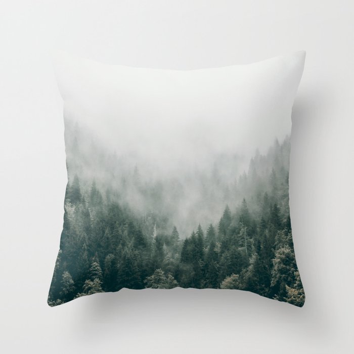 Foggy Forest 3 Throw Pillow