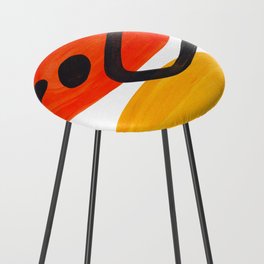 Midcentury Modern Colorful Abstract Pop Art Space Age Fun Bright Orange Yellow Colors Minimalist Counter Stool