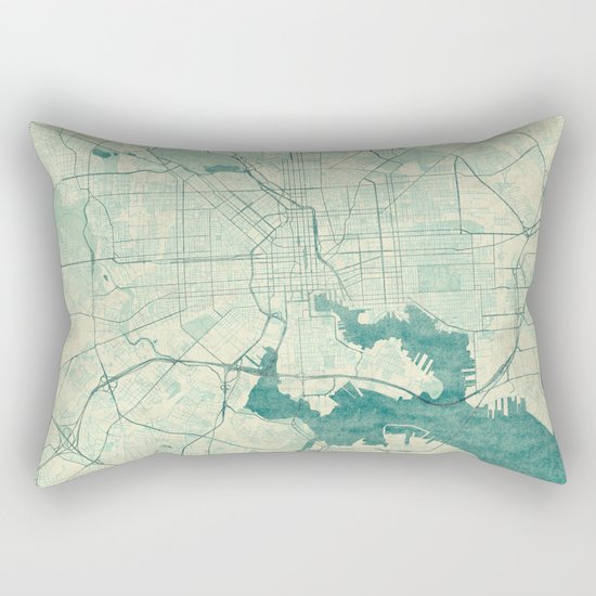 Baltimore Map Blue Vintage Rectangular Pillow