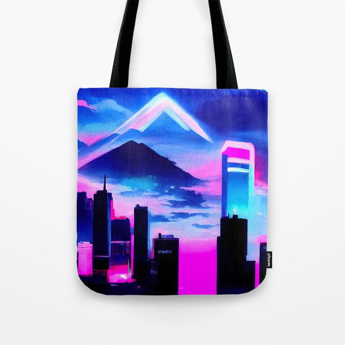 Retrofuturistic Skyline Tote Bag