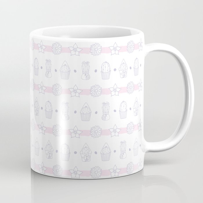 Stripes of Potted Cacti And Flowers Coffee Mug