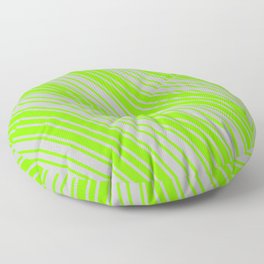 [ Thumbnail: Green and Grey Colored Pattern of Stripes Floor Pillow ]