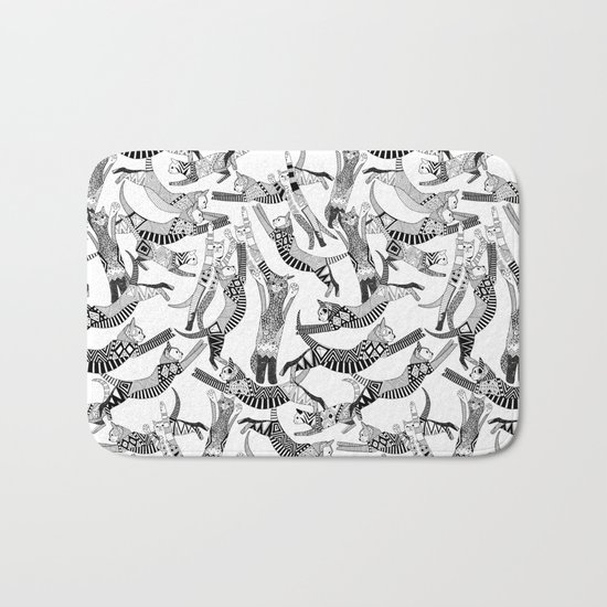 cat party black white Bath Mat