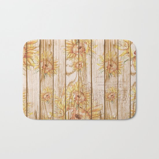 Vintage Sunflowers #9 Bath Mat