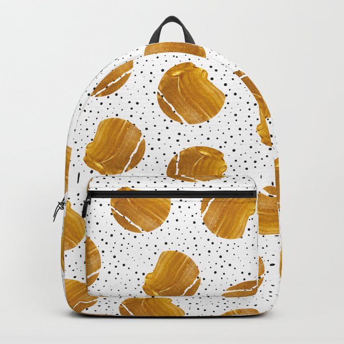 Stay Gold | Abstract Geometric Painting | Polka Dots Quirky Eclectic | Modern Boho Luxe Backpack