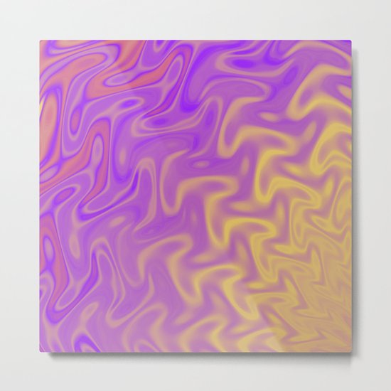 Ripples Fractal in Tropical Punch Metal Print
