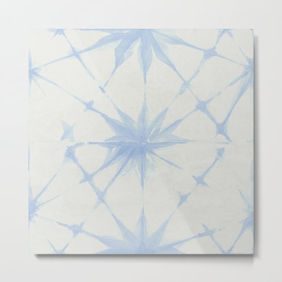 Shibori Starburst Sky Blue on Lunar Gray Metal Print