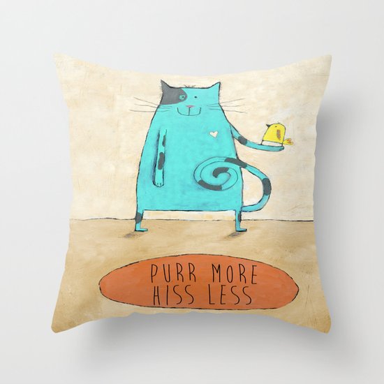 Purr More Hiss Less Throw Pillow