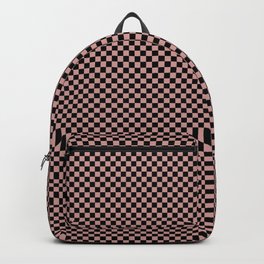 Checkerboard Squares in Black and Beige Pink Backpack
