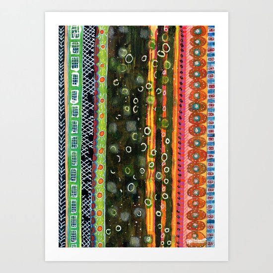 Absorbed Rings with Vertical Stripes Pattern Art Print