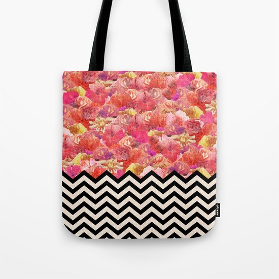 Chevron Flora Tote Bag