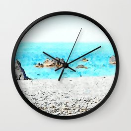 Seacoast of Scalea with rocks Wall Clock