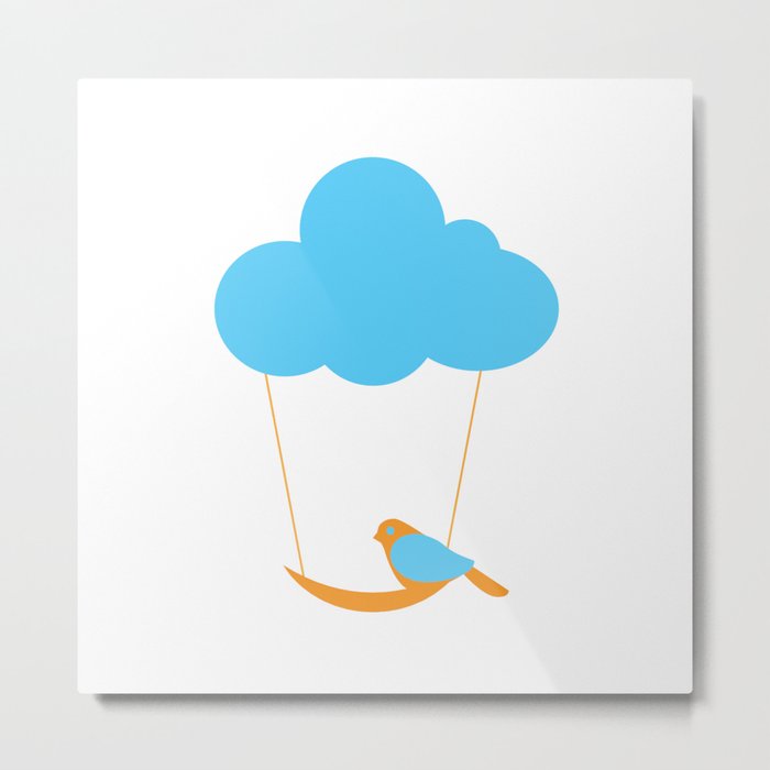 Cute bird and cloud Metal Print