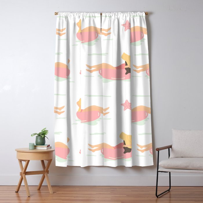Hand Drawn Abstract Cute Summer Pattern With Beach Girl Swimming