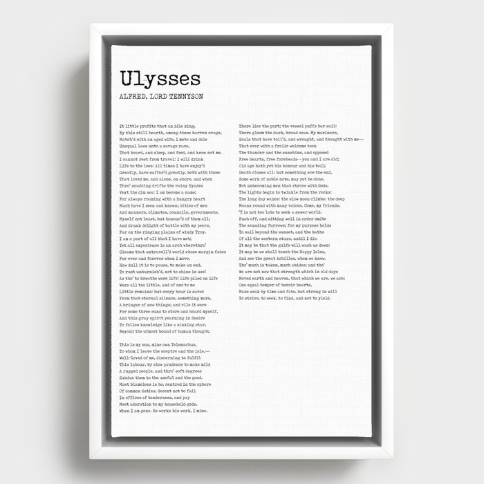 Ulysses - Alfred Lord Tennyson Poem - Literature - Typewriter Print Framed Canvas