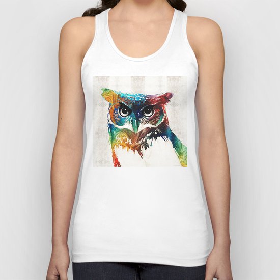 Colorful Owl Art - Wise Guy - By Sharon Cummings Unisex Tank Top
