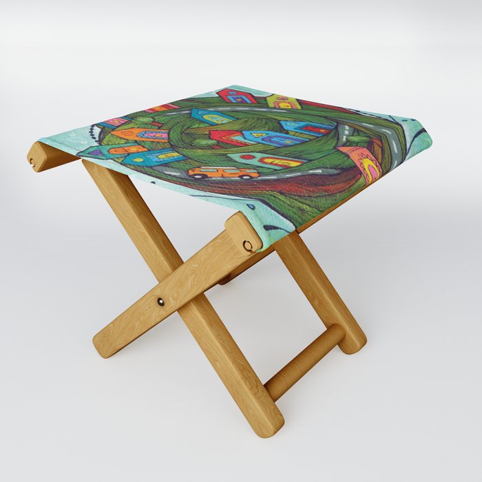 Theres No Place Home in an Orange Bus Folding Stool