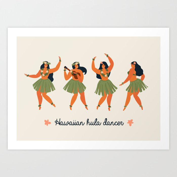 Hawaiian hula dancers young pretty woman  Art Print