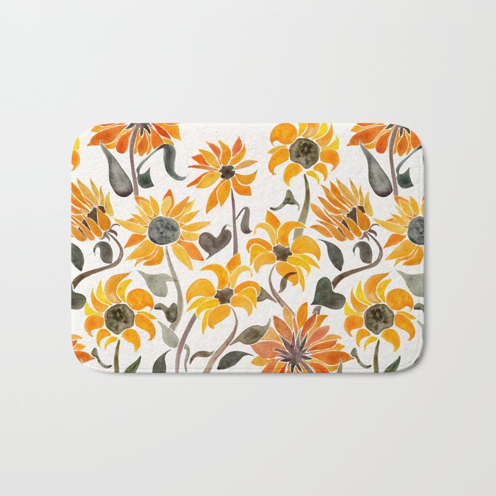 Sunflower Watercolor – Yellow & Black Palette Bath Mat