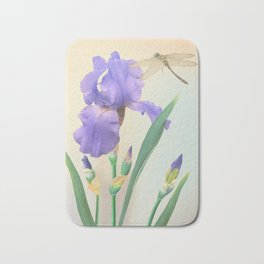 Wild Iris and Dragonfly Bath Mat | Painting, Mixedmedia, Iris, Dragonfly, Digitalpainting, Spadecaller, Flower, Asian, Digital 