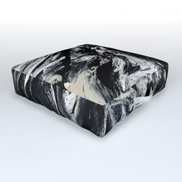 Velocity: A pretty abstract black and white painting by Alyssa Hamilton Art Outdoor Floor Cushion