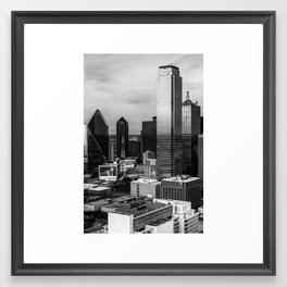 Dallas Texas City View - Black And White Framed Art Print