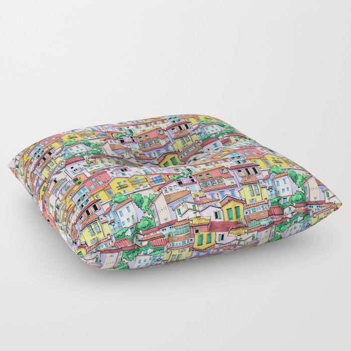 Colorful city Floor Pillow