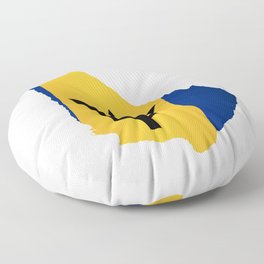 Barbados Islands In Silhouette With Flag Floor Pillow