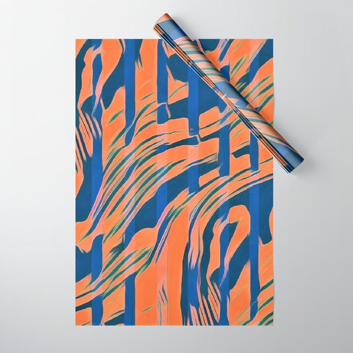 Blaze - Blue and Orange Wrapping Paper by Rosie Lopez