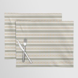 Rose And Grey Rugby Stripes With Hearts, Glitter Effect Placemat