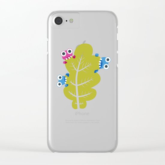 Bugs Eat Green Leaf Clear iPhone Case