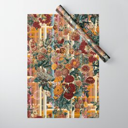 Floral and Tartan Pattern Wrapping Paper