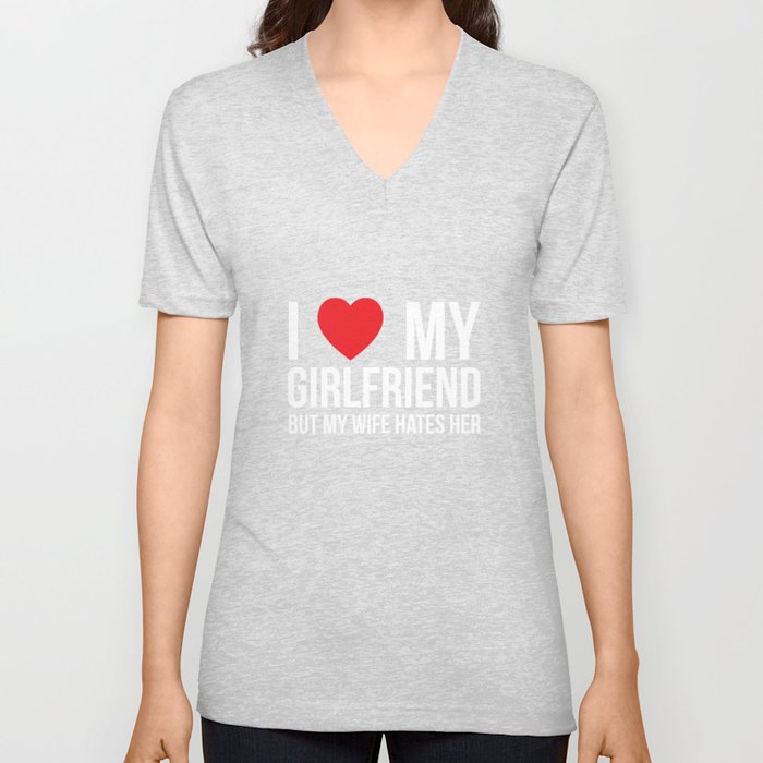 I Love Heart My Girlfriend V-Neck T-Shirt
