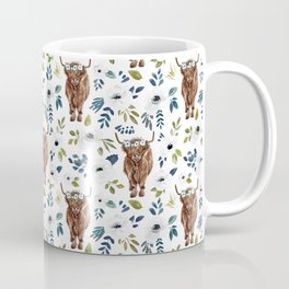 Highland Cow, Highland Cows with Flowers, Flower Crown, Floral Print, Watercolor Mug