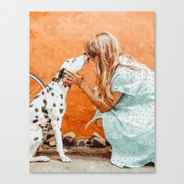 Pet Bound | Dalmatian Dog Lover Friendship Companion | Modern Bohemian Woman Puppy Animals Love Canvas Print