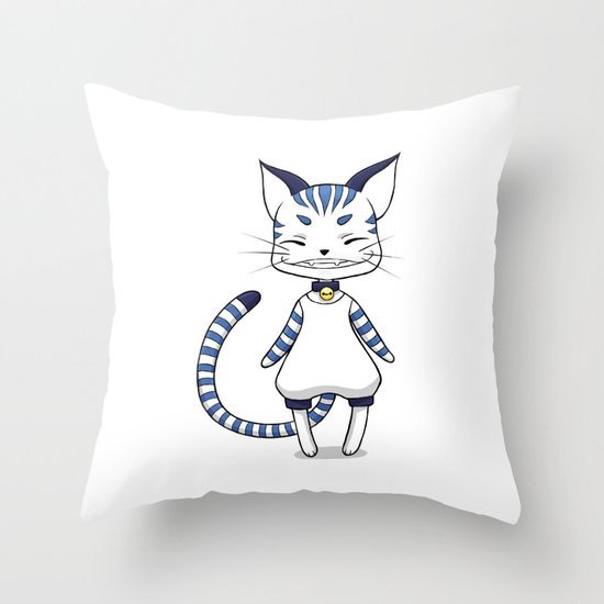 Smiling Cat Throw Pillow