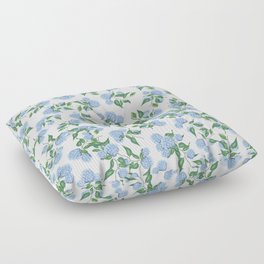 Hydrangea blue flowers, botanicals, blue and white floral Floor Pillow