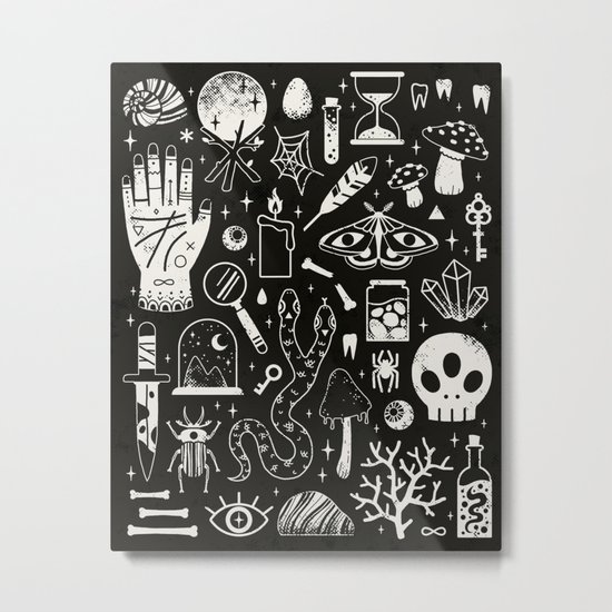 Curiosities: Bone Black Metal Print
