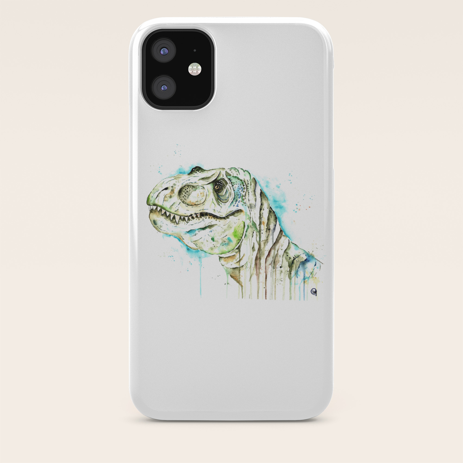 T Rex Tom The T Rex Colorful Watercolor Painting Iphone Case By