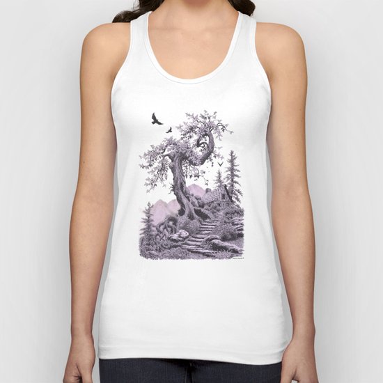 BLUE RIDGE OAK AND MY FANTASY CABIN ON THE HILL Unisex Tank Top