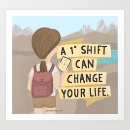 Small Changes: A 1 Degree Shift can Change your Life - Motivational Inspirational Art Art Print