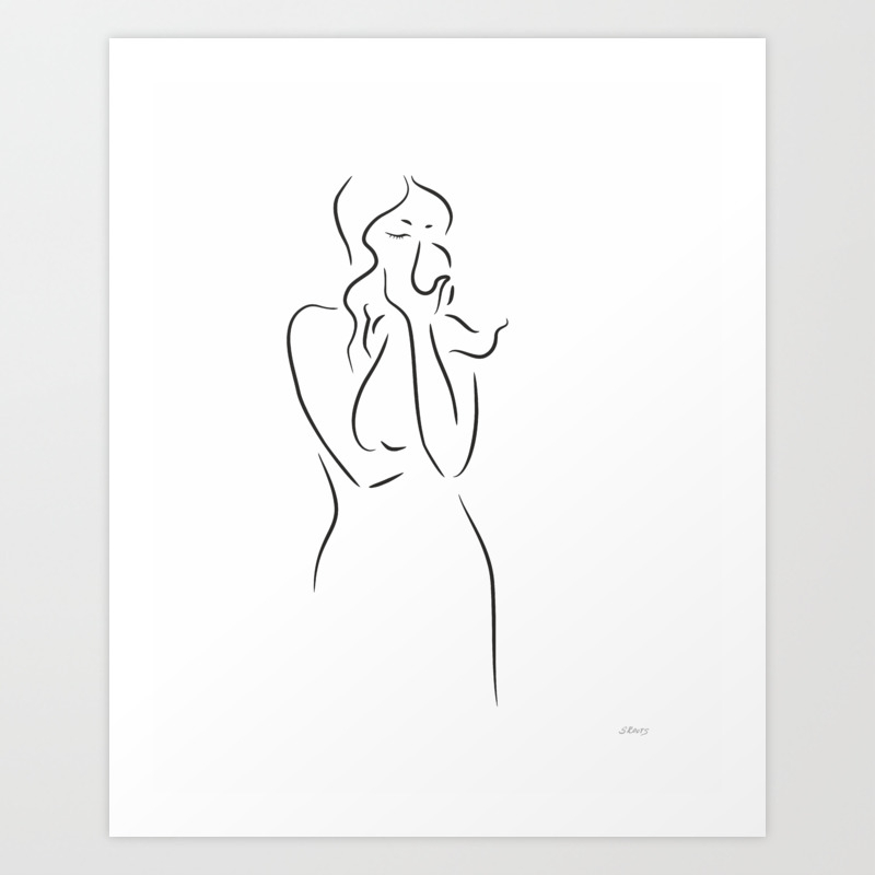 Mother With Baby Line Drawing Art Print By Siretmr Society6