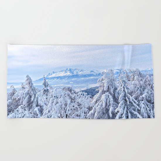 White out #mountains #winter Beach Towel