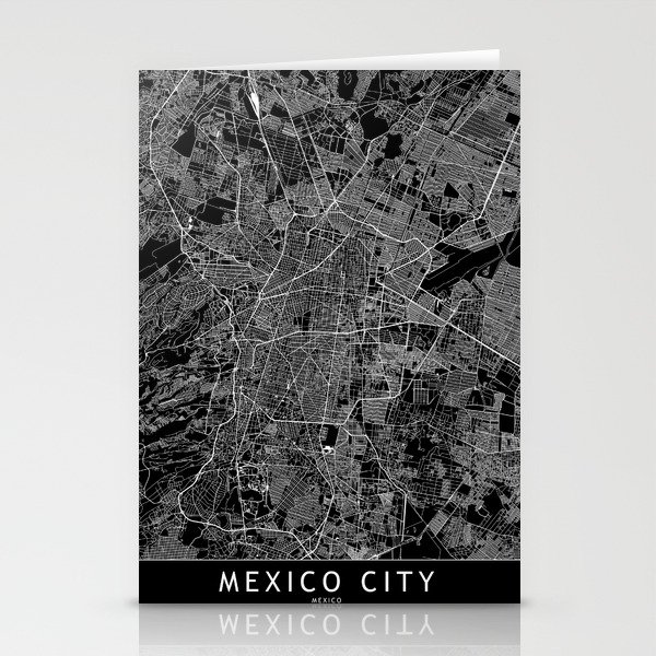 Mexico City Black Map Stationery Cards