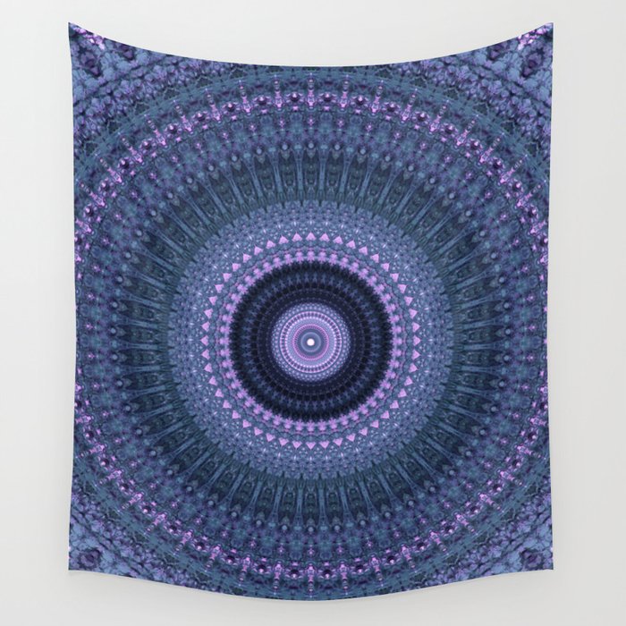 Mandala in blue and pink tones Wall Tapestry