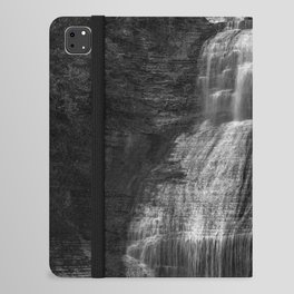 Montour Falls New York waterfall over shale black and white nature photograph - photography - photographs iPad Folio Case