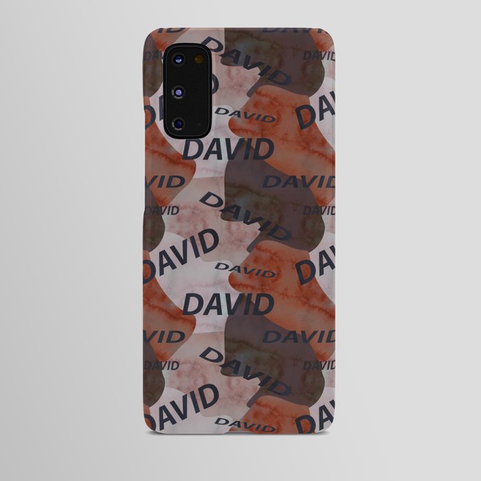 seamless pattern with the name David in brown colors and watercolor texture Android Case
