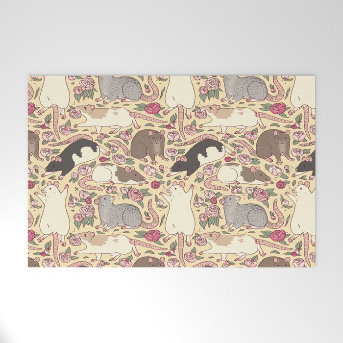 Rats & Peonies Welcome Mat