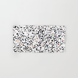 Terrazzo Stone Pattern Black and Orange Peach Hand & Bath Towel