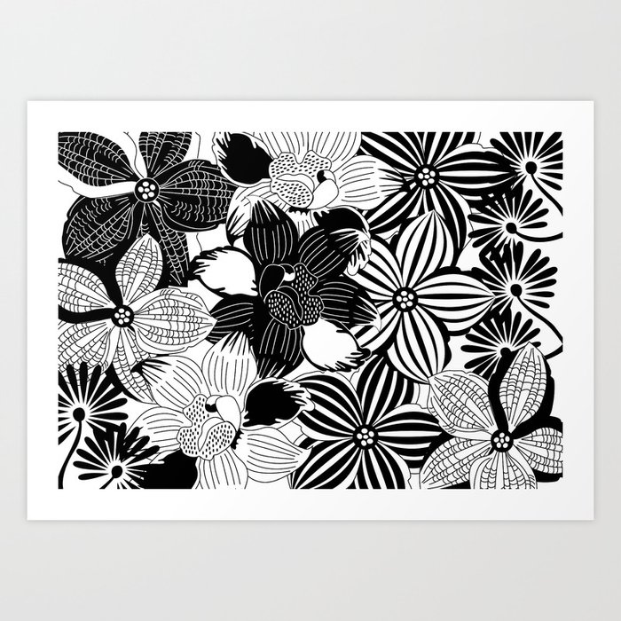Flowers black & white serie 2 Art Print